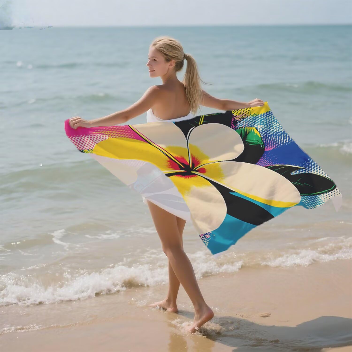 Mikrofaser Strandtuch Große 150x200, Saugfahig und Schnelltrocknendes Badetuch Praktisch und Leicht Sandfrei Badetuch Damen, Herren Ideal für Strand, Reise, Schwimmen (Farbe Blumen) E-306