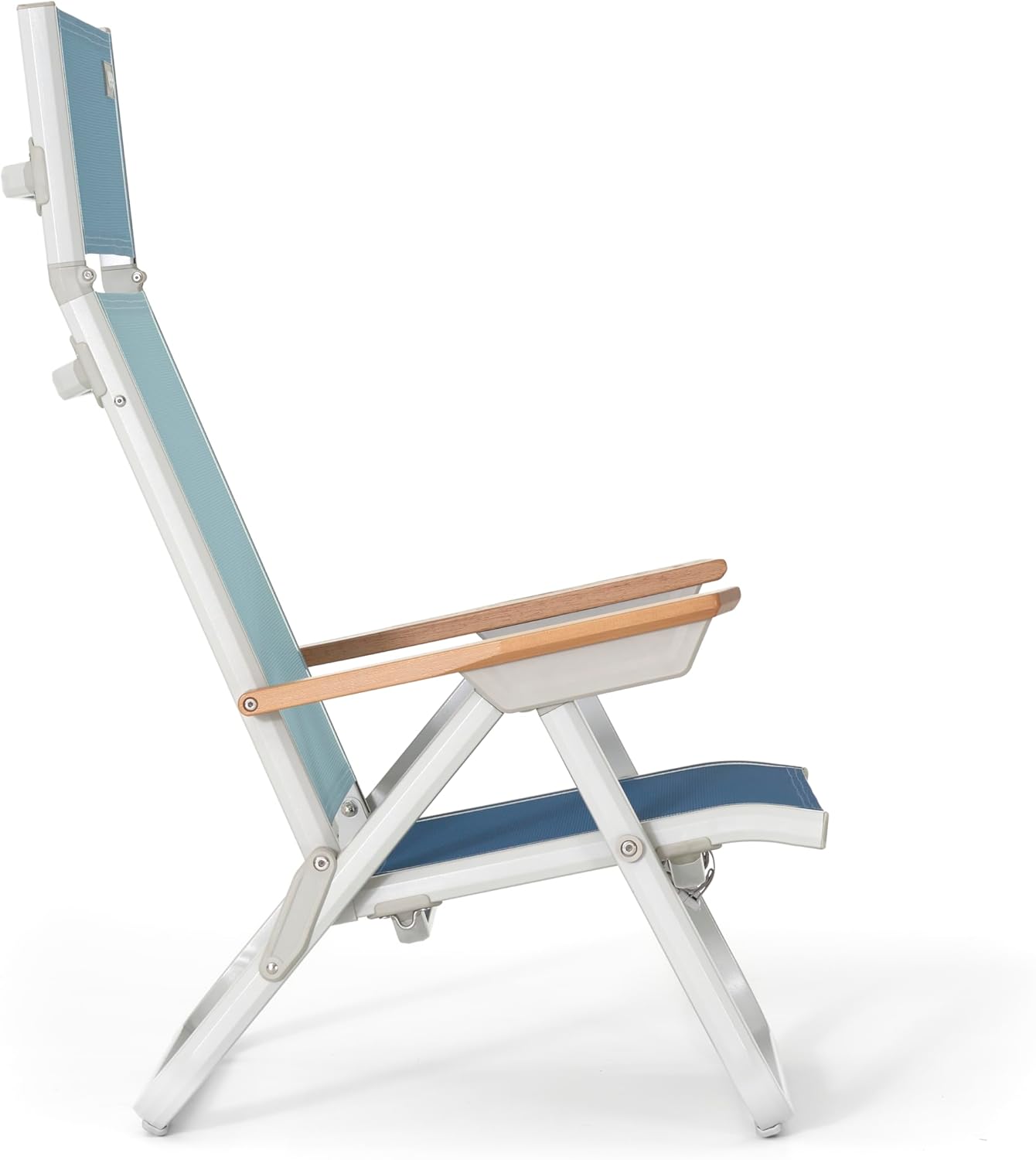 Veer Beach Chair - Durable Rust Resistant Beach Recliner (Reclines Fully Flat) with Breathable Fabric, Towel Rack, Flip Up Headrest and Backpack Straps