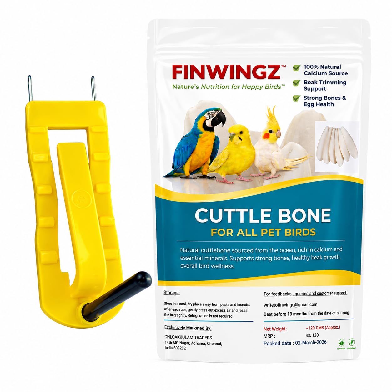 Premium Cuttle fish bone for Birds|70gm with Free Cuttle Bone Holder(7-inches)|Natural Cuttle fish Bone for Budgies,Cockatiels,Finches,Conures,African Grey|Support Beak Health&Egg Production-picture-31