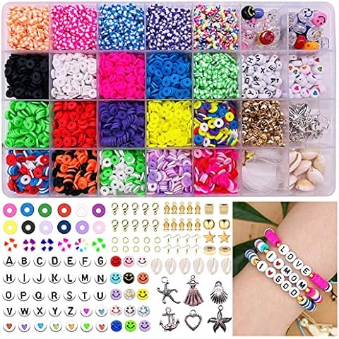 5000Pcs Clay Beads Flat Beads Polymer Clay Beads 6mm 20 Colors Clay Flat Beads with Mixed Color Beads Smiley Face Beads for Jewelry Making Kit DIY Necklaces Christmas Gift Cover