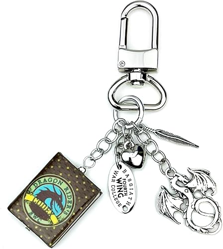 FOURTH WING Rebecca Yarros Mini Book Bag Clip Key Chain Purse Backpack Clasp Lock Licensed Merch UPICK (The Dragon Riders Codex)