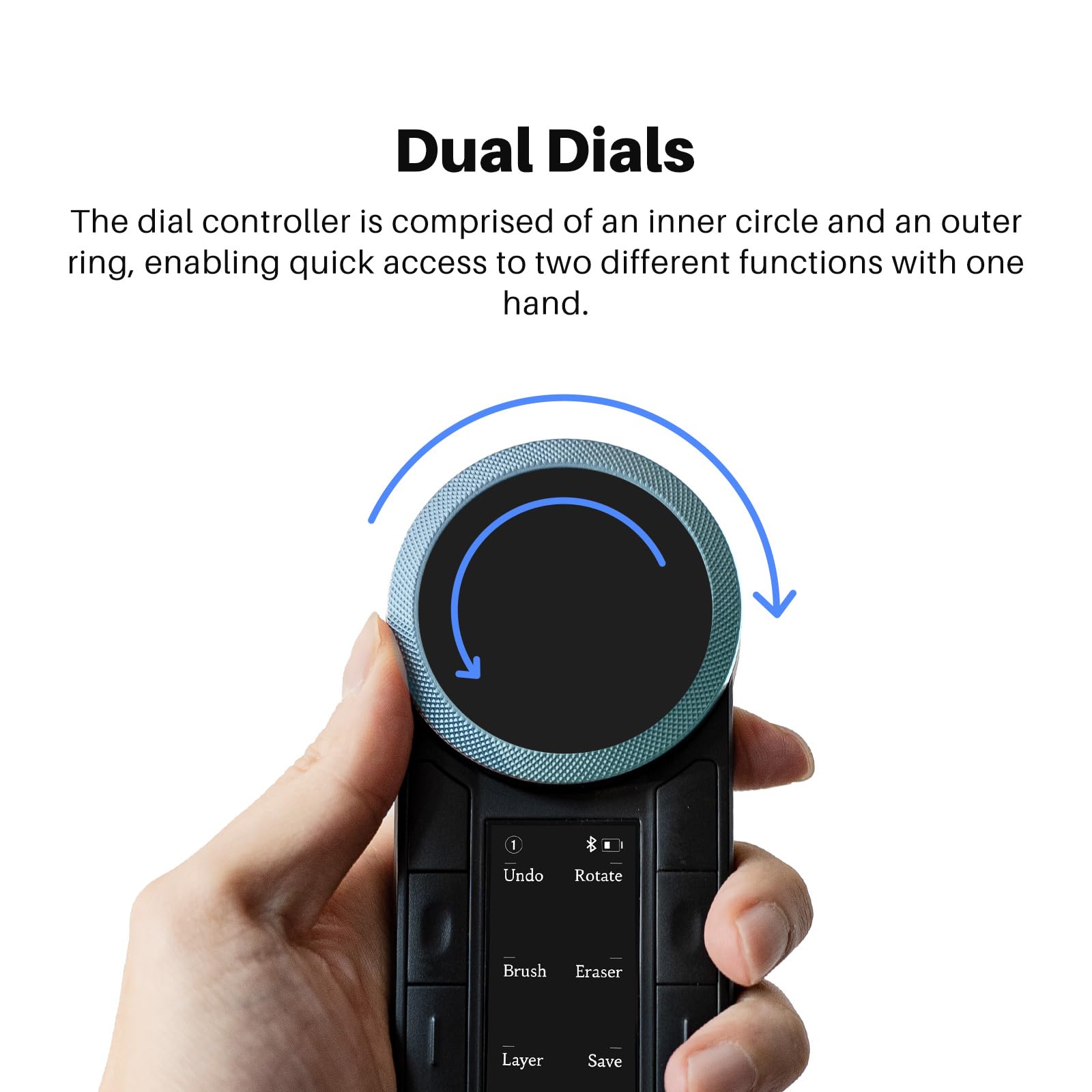 HUION Keydial Mini K40 Express Keys Remote Keyboard - Bluetooth 5.0, 10 anpassbare Tasten, Dual Dial Controller, OLED Display für Stift-Display, Zeichentablett, PC, Smartphone, Laptop, Mac