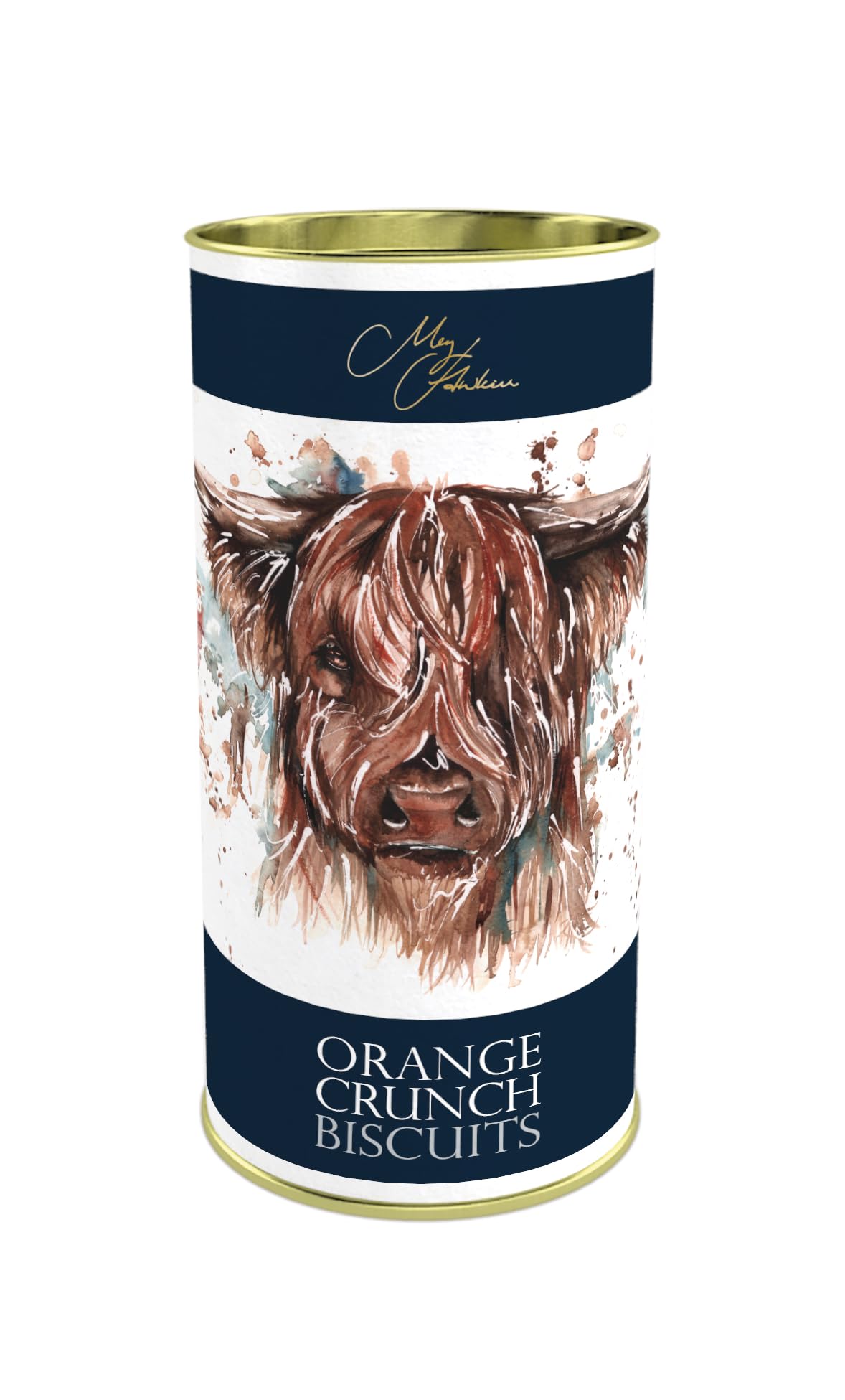 Meg Hawkins - The Highland Cow, Orange Crunch Biscuits, Citrus Infused, 160 g Drum