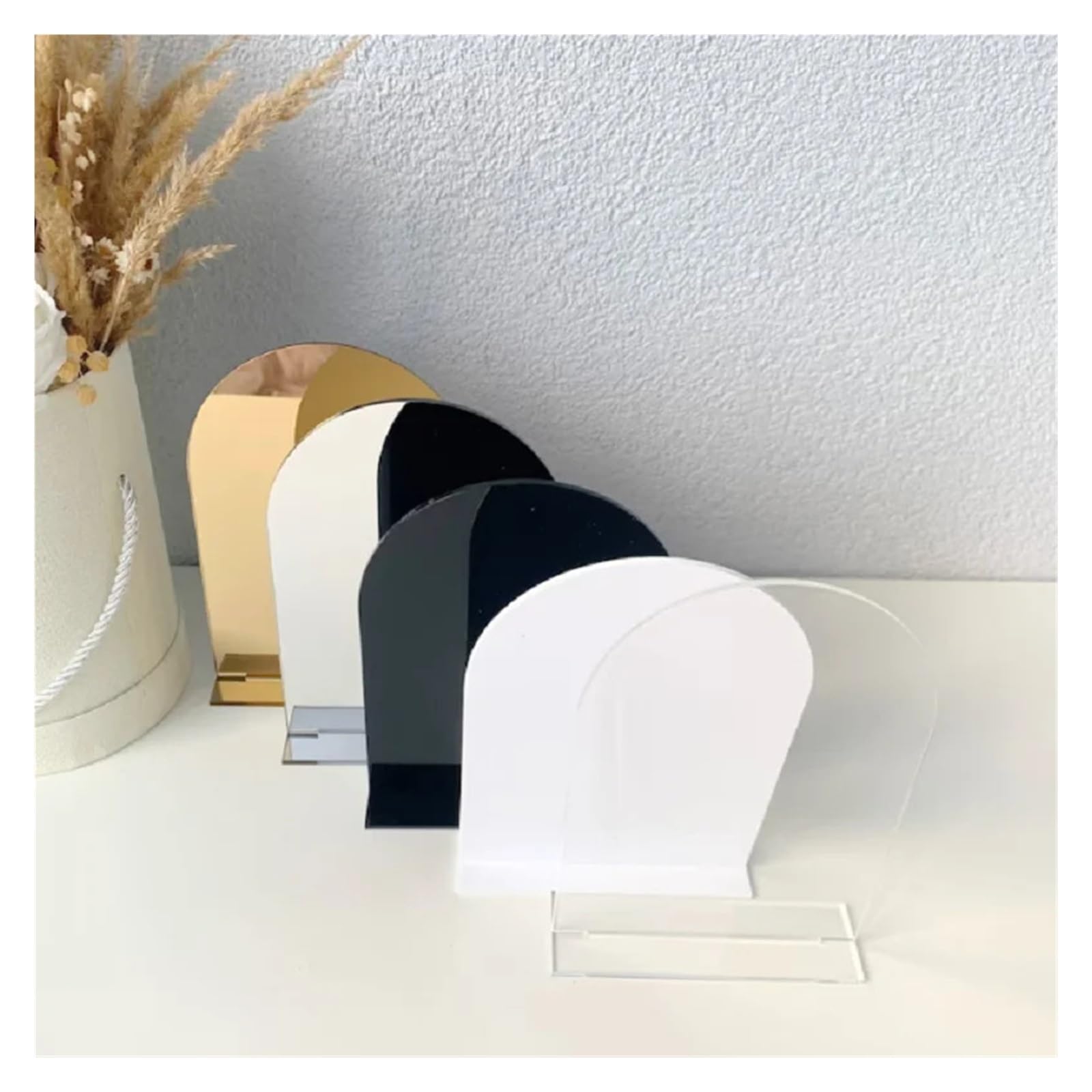 uchwyty na numery stolików, Pusty biały łuk lustrzany ze stojakiem, pusty znak ślubny, puste znaki ślubne do Cricut DIY, przezroczyste(Gold,12pcs (1 12))