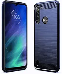 Sucnakp Capa para celular Moto one Fusion Capa Motorola one Fusion TPU tecnologia de absorção de choque com moldura elevada protetora (TPU azul)
