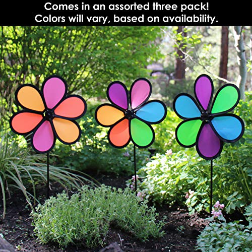 In the Breeze 6-Petal Flower Spinner, 10-Inch Neon Fusion Flower Spinner, 3 Pack, 2735 - Image 3