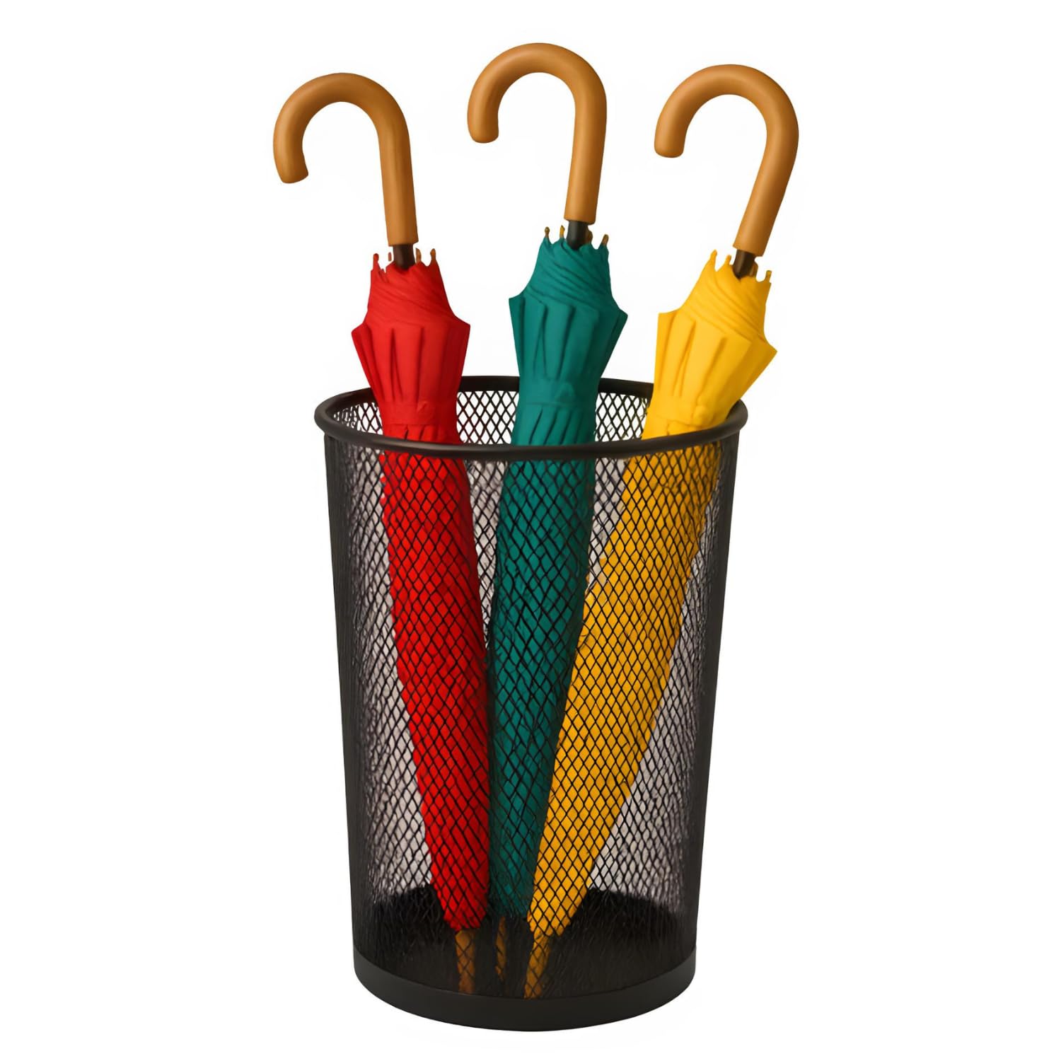 PALUPLUS Portaombrelli a Rete in metallo di color Nero, misura 26,5x26,5x51 cm, Cesta cilindrica per ombrelli con bordo e base rinforzati, Struttura resistente, per interni ed esterni -6091C -1,51
