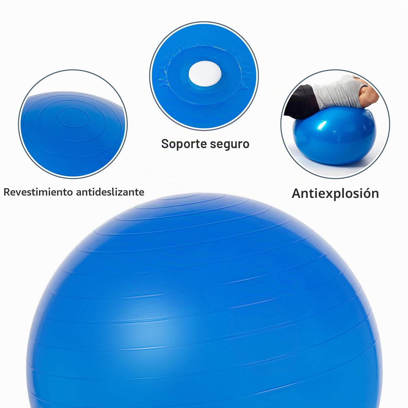 Leogreen Pelota de Pilates Gris 65/75 cm, Silla Balón Ergonómica | Funda Lino Lavable, Antideslizante, Yoga, Oficina y Postura Correcta, Embarazo