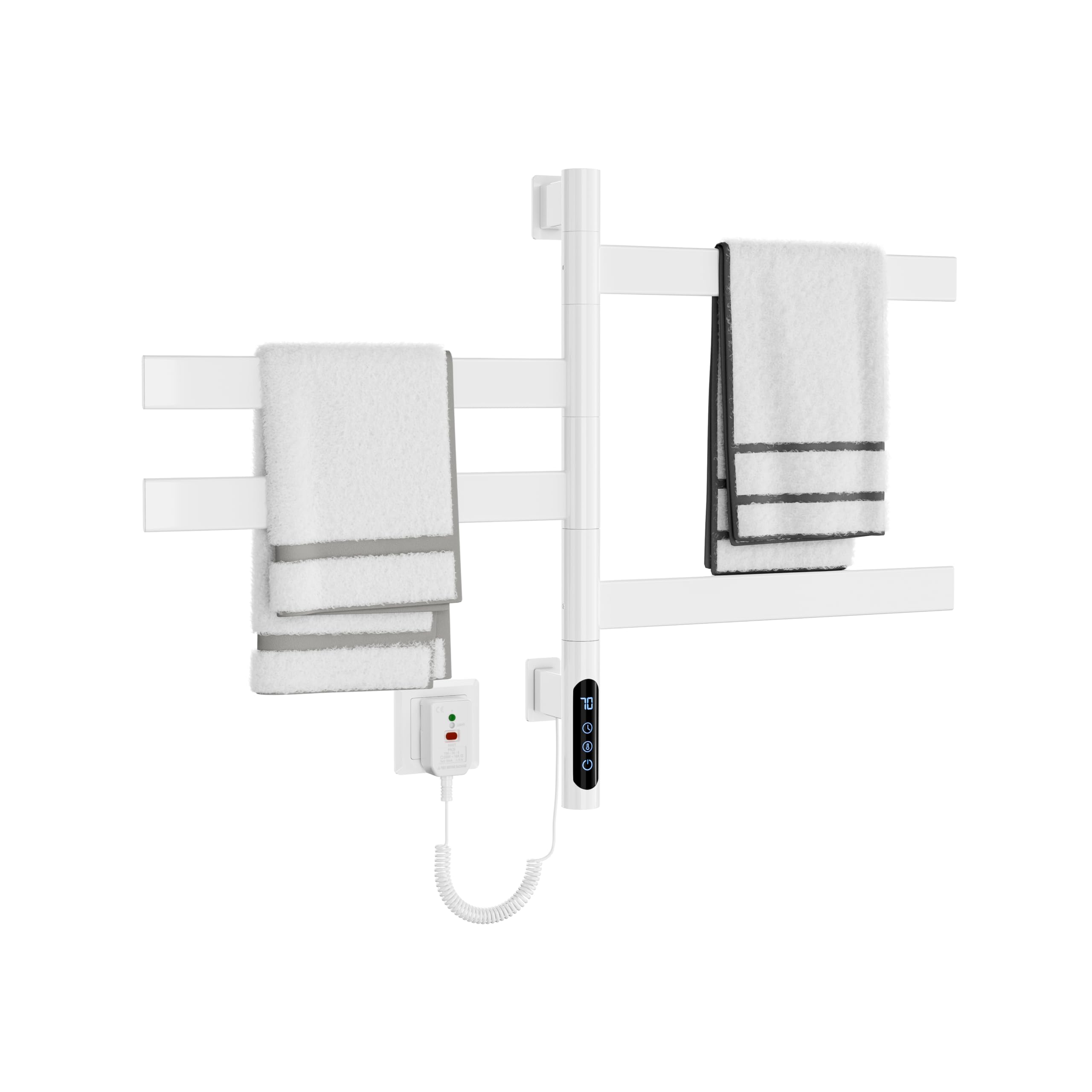 ZOYI 180°Drehung Bad handtuchtrockner elektrisch, handtuchwärmer elektrisch, badheizkörp erelektrisch, handtuchhalter elektrisch, 220v (Weiss)