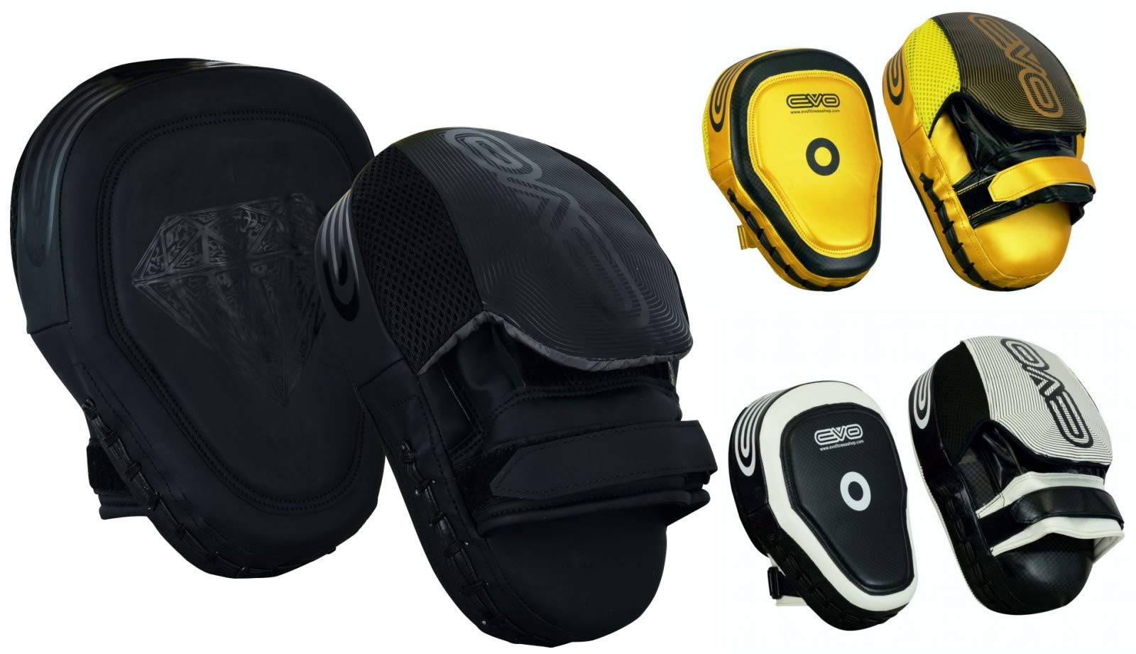 EVO Fitness Curved Boxing MMA Focus Pads Hook and Jab Mitts Set Muay Thai Kickboxing Martial Arts Hand Target Training Sparring Pads UFC PRO