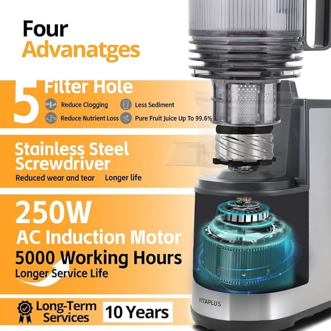 Extractor de Jugos Prensado en Frío Boca Ancha 250W 120V miniatura 2