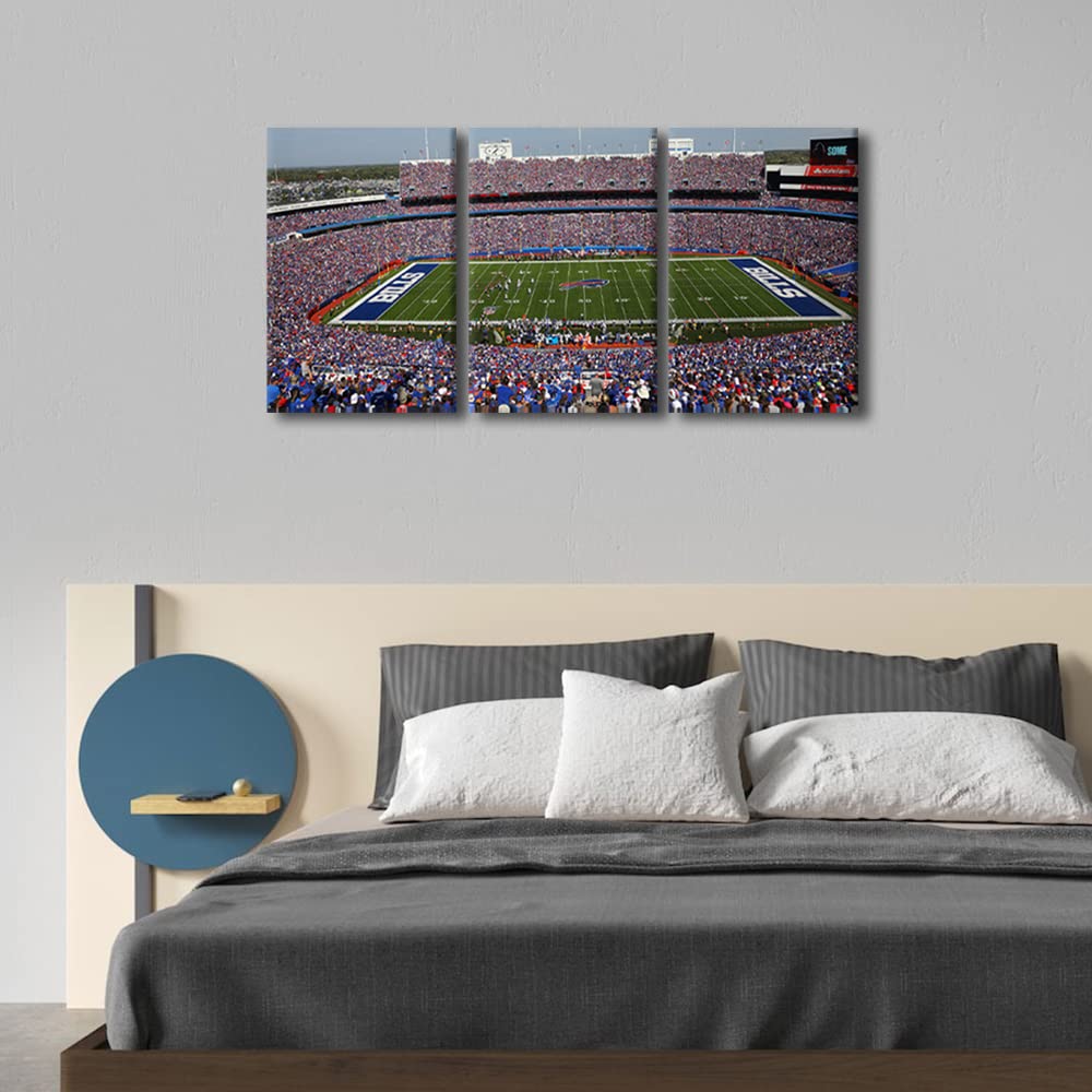 TUMOVO Stampa artistica da parete su tela con stampa della squadra di football americano, stampa a 3 pannelli, stadio sportivo di bufalo, poster Artwok Highmark Stadio, decorazione per la casa per