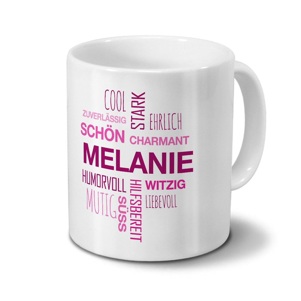 Personalisierte Tasse Mit Namen Melanie – Motiv „Painted Heart“, 200 Ml, Spülmaschinenfest