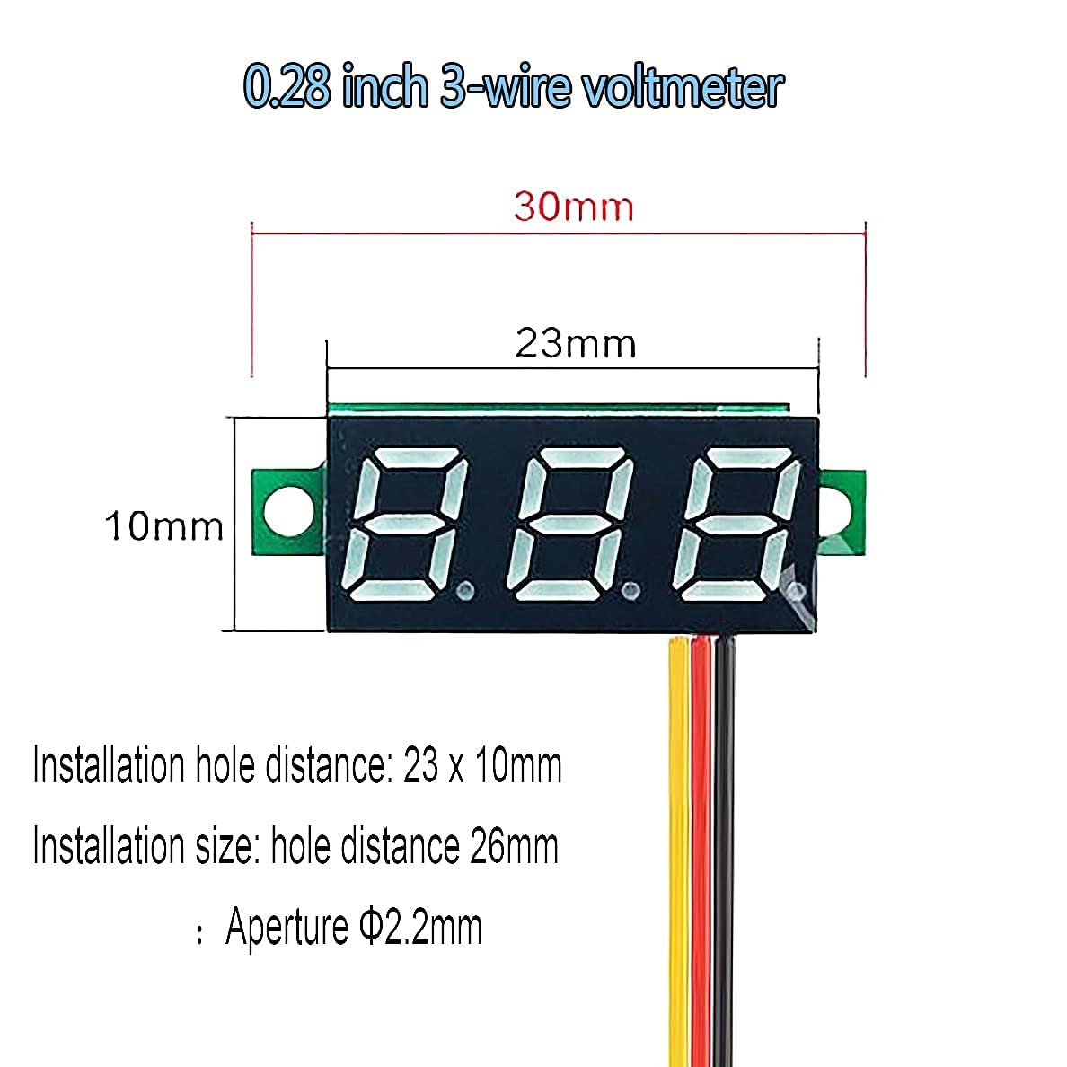 GTIWUNG 6 Piezas 0.28 Pulgadas Mini Voltímetro Digital DC Tres líneas 0-100V Mini probador de Voltaje Pantalla LED Protección de Polaridad Inversa y Medición de Presión Precisa, Verde