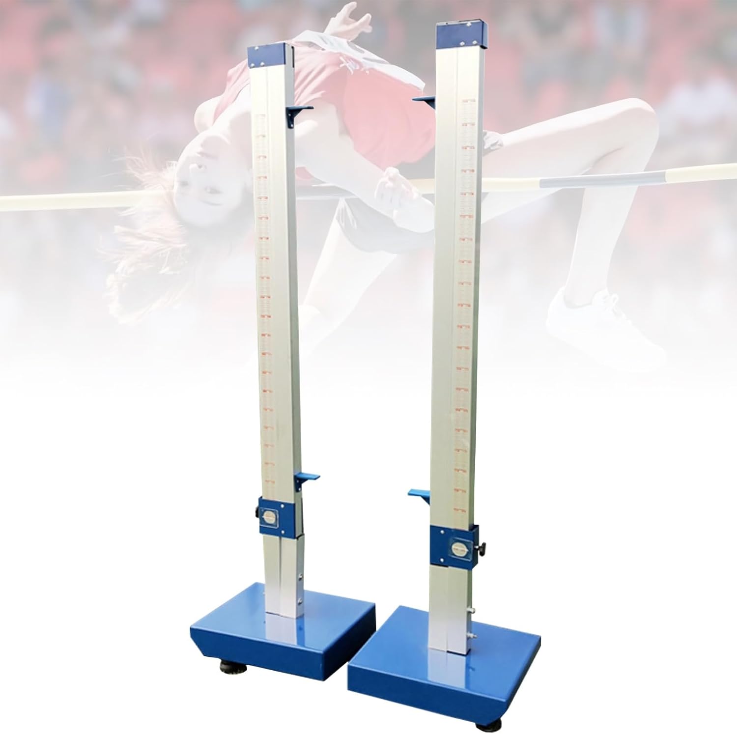 Competition Training High Jump Stands, Professional High Jump Standards Kit with Clear Metric Scale, 50 to 260cm/1.6' to 8.5' Adjustment, for School Sports, Training, Competitions​