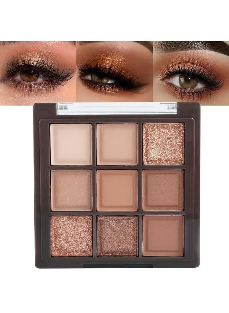 9 Colors Nude Eyeshadow Palette Makeup,Taupe Bronze Brown Matte Cream Eye Shadow,High Pigmented Natural Neutral Eyeshadow Palette Nude,Naturing-Looking Long Lasting Waterproof Blendable