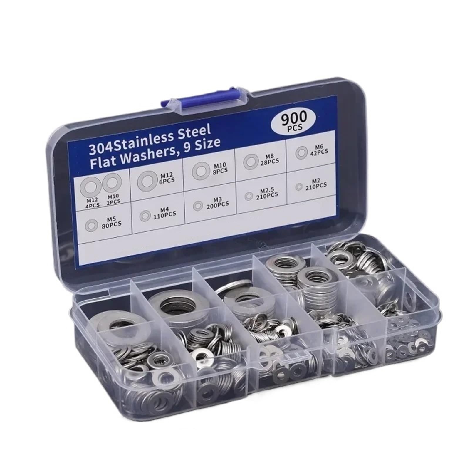 900 Uds arandela de acero inoxidable junta sellado Metal M2 .5 M3 M4 M5 M6 M8 M10 M12 arandelas planas anillos juntas kits surtidos para Tornillos