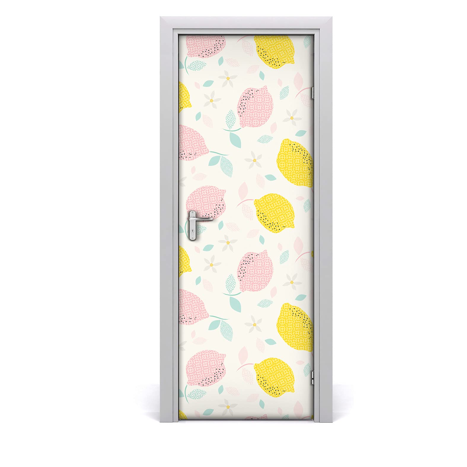 Fleurs de citron sur sticker de porte 70x200 pour rafraîchir la décoration de votre cuisine