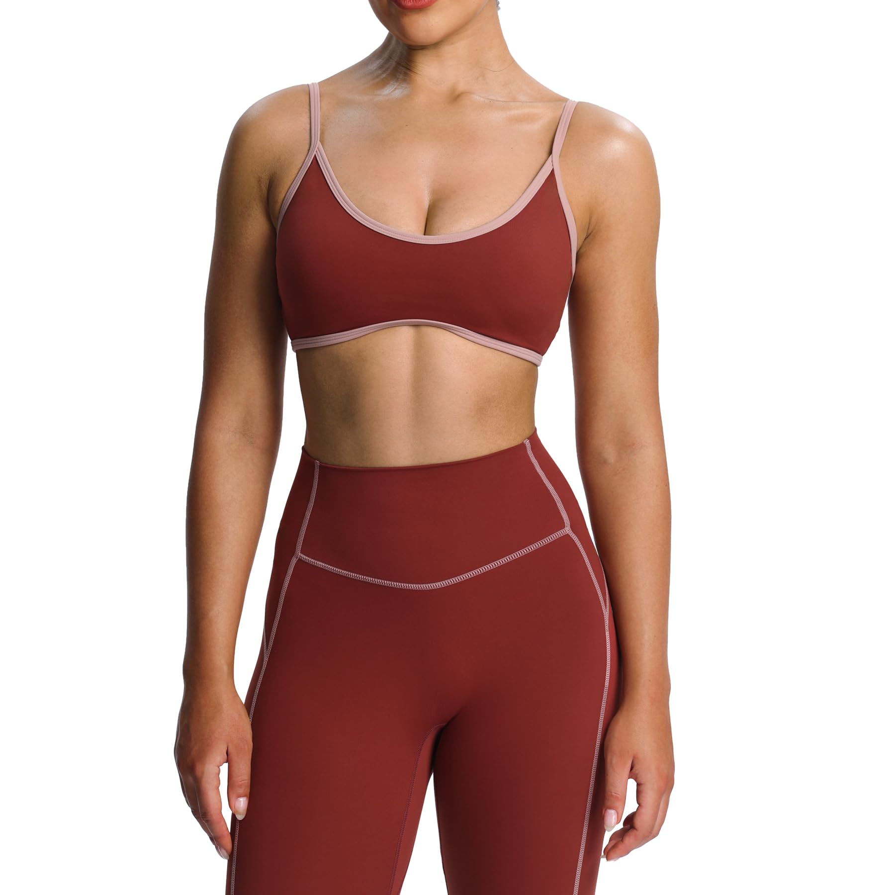 Aoxjox Women's Color Block Workout Sports Bras Fitness Lexi Lined Strappy Bra Athletic Yoga Crop Tank