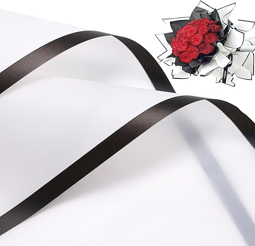 SOCNITC 20 hojas de papel de regalo de flores, borde dorado, impermeable, papel de regalo para ramo de flores, para el día de la madre, papel de