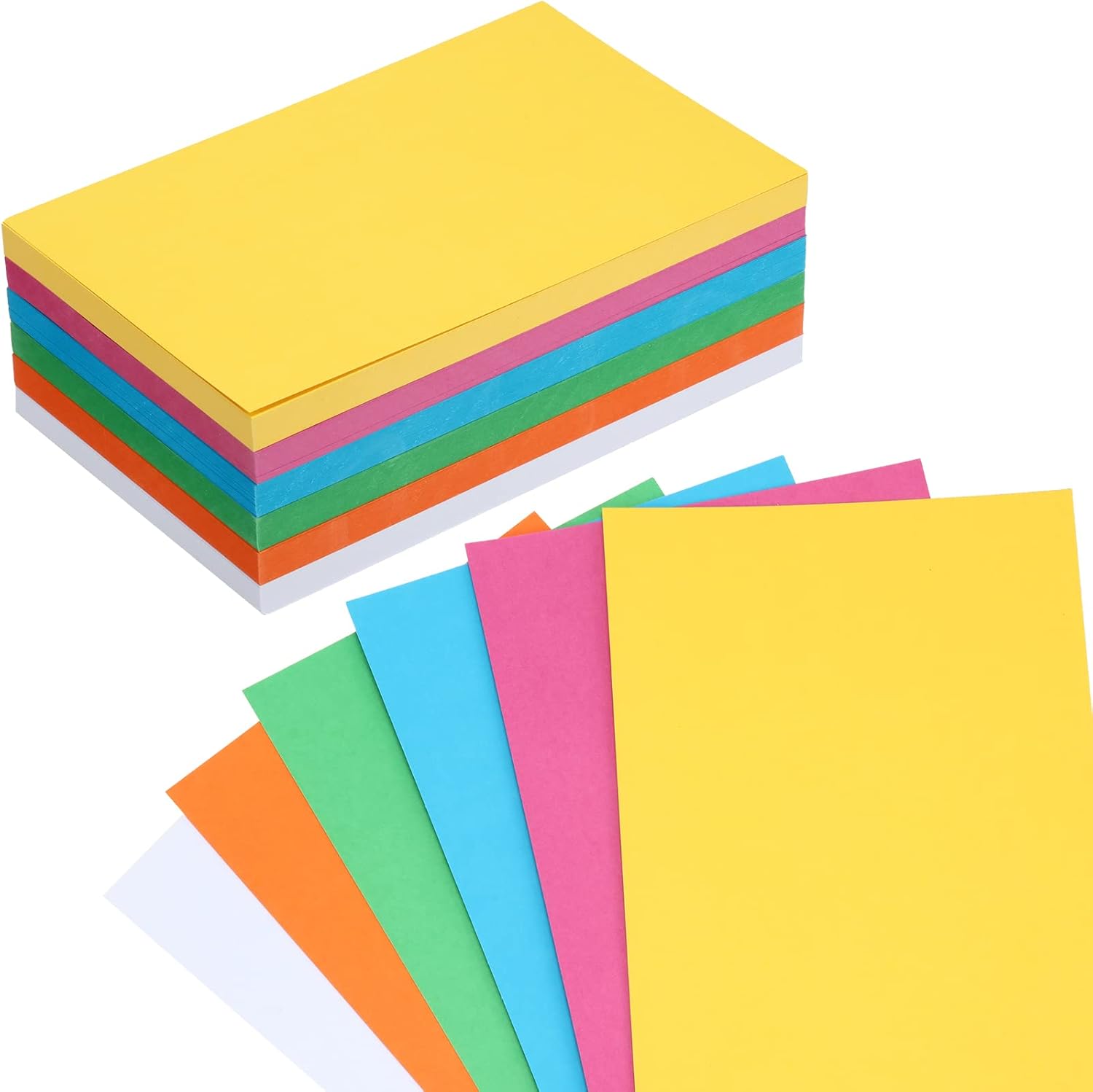 Fainne 300 Pcs 5 x 8 Inches Blank Index Cards 180 Gsm Thick Card Stock Assorted Color Neon Blank Flash Cards Colorful Study Notecards for Organizing(Vivid Colors)