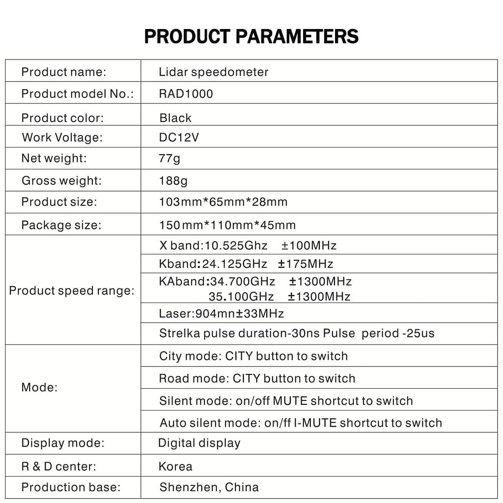 Générique Récepteur de signaux Radar pour Voiture, mémoire des paramètres après Coupure d’Alimentation et écran LED, pour trajets urbains et Routiers, Noir