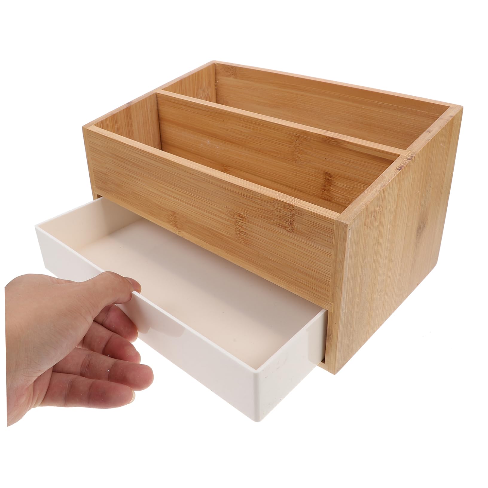 Uonlytech Organizador de escritorio cajoneras cajones de almacenamiento de maquillaje mini cajones para escritorio bandeja organizadora de cajones de oficina bambú
