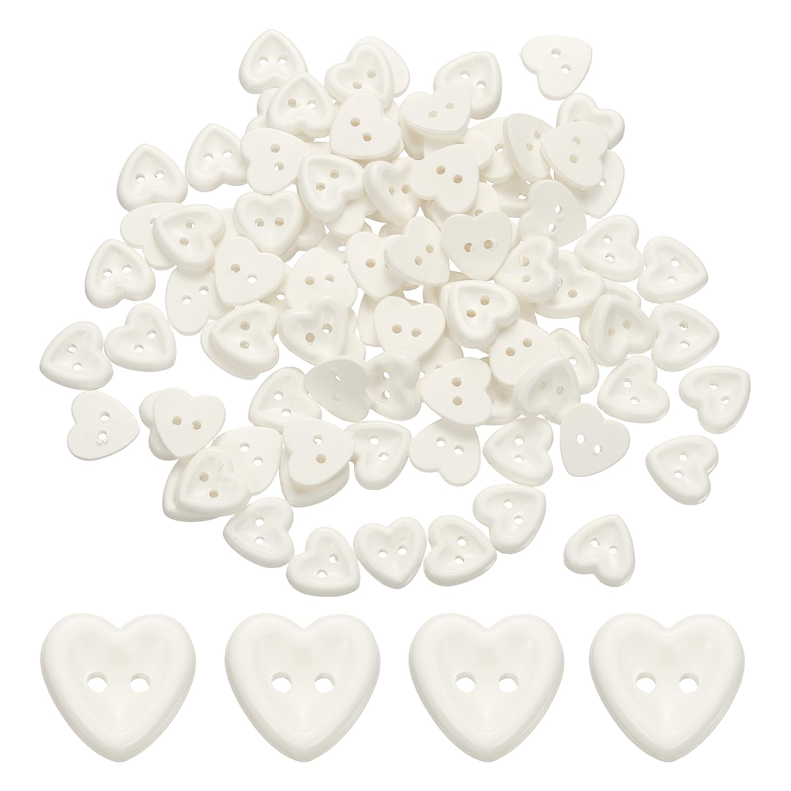 sourcing map 100Pcs Resin Buttons, 1/2" (12mm) 2 Holes Solid Color Sewing Craft Shirt Buttons for Sewing Blouse Coat Windbreaker Hat Doll Decoration DIY Crafts (Heart, Beige)