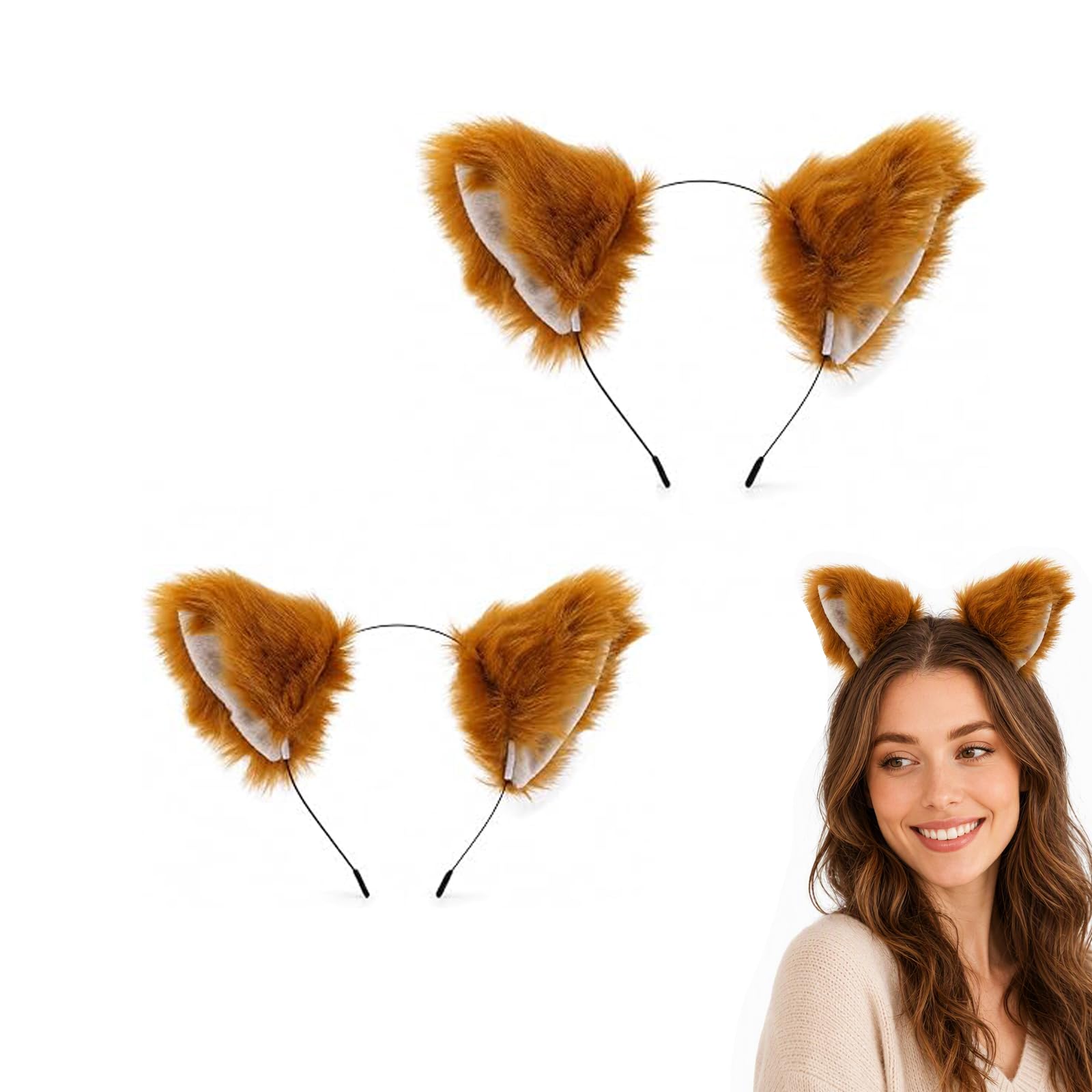 2Pcs Fox Ears Headband, Furry Ears Set, Furry Animal Cosplay Accessory