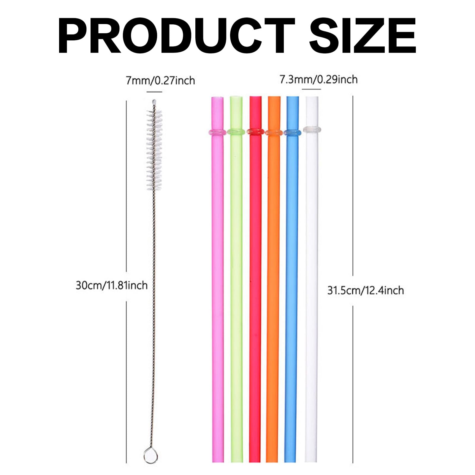 13 Inch Clear Reusable Plastic Replacement Drinking Straws Extra Long for 30oz 40oz 60oz Mason Jar Tumblers,Dishwasher Safe,Set of 12 Pcs Straws with Cleaning Brush (11inch - Image 2