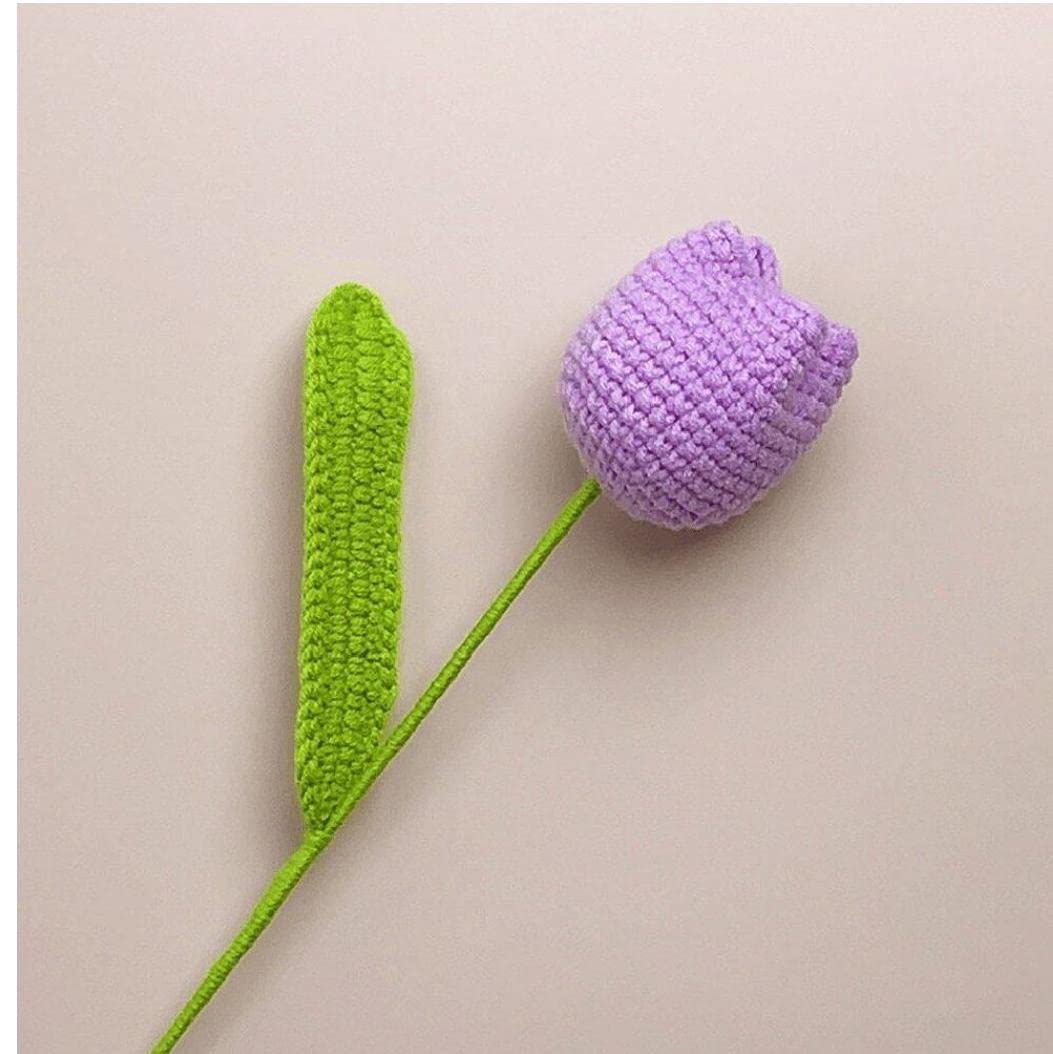 Amazon｜手編みニットフラワー カラー人工チューリップ花擬似かぎ針花
