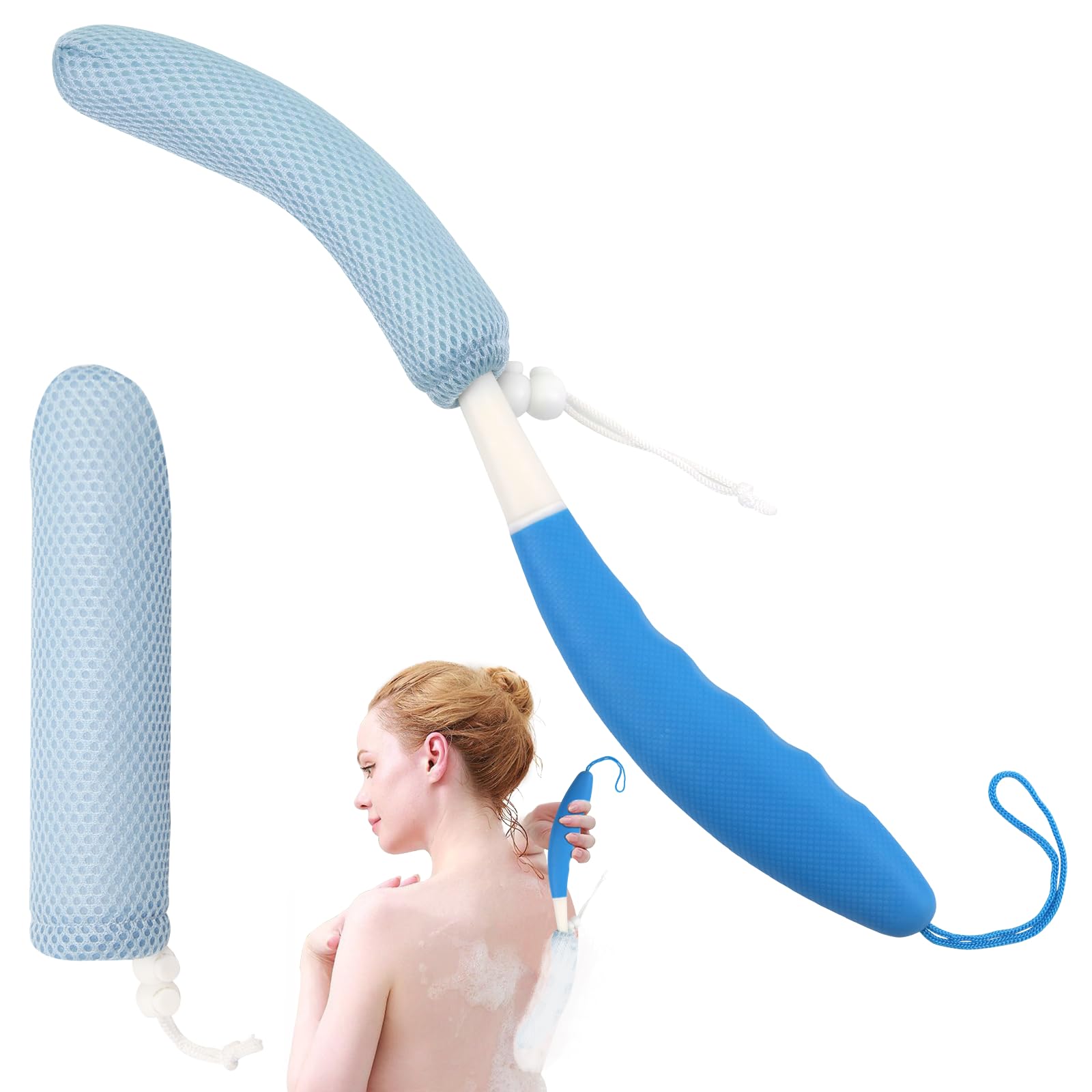 Back Scrubber for Shower,15.35"Curved Body Brush with Anti Slip Long Handle