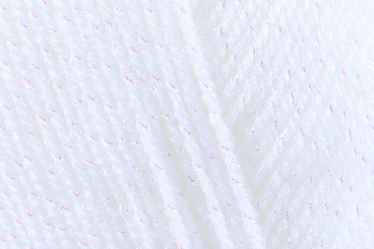 100g James C Brett Twinkle DK Yarn - Super Soft Double Knitting Glitter Acrylic Crochet Knitting Wool for Crafting - White TK2