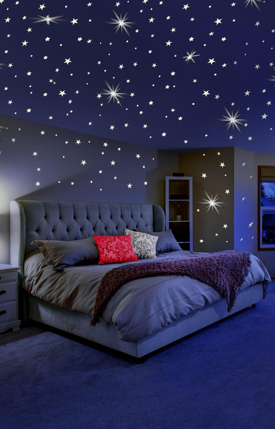 Glow in The Dark Stars for Ceiling or Wall Stickers - Glowing Wall Decals Stickers Room Decor Kit - Galaxy Glow Star Set and Solar System Decal for Kids Bedroom Decoration