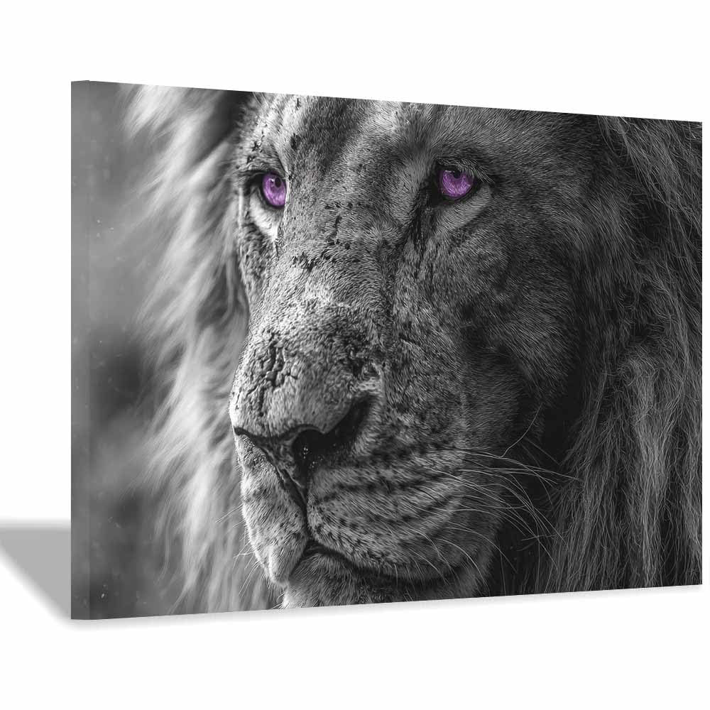 DMZPKZB Plakaty czarno-biały lew obraz na płótnie nowoczesny wystrój domu, do salonu kuchni sypialni (czarny i biały-50x70cm oprawiony