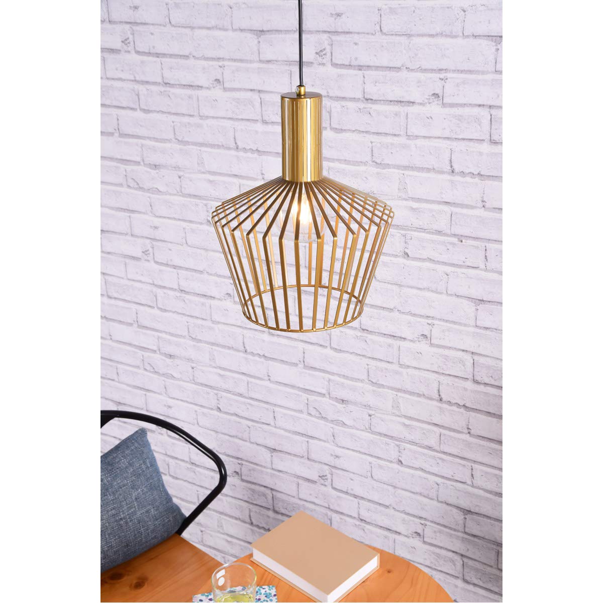 Ronnie 1-Light Modern Metal Pendant in Brass