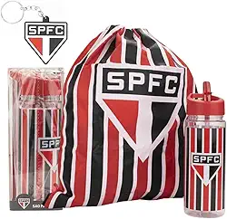 Garrafa Time São Paulo 450ml + Mochila Saco Academia Esporte + Chaveiro São Paulo Emborrachado Kit Oficial SPFC Presente