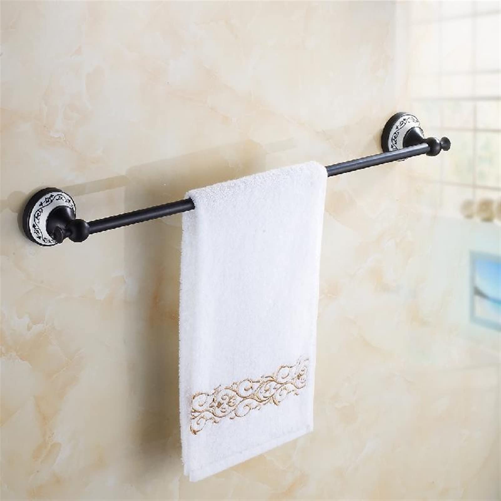 Marca 63cm Barra de Toalla Antigua Negra, Soporte de Toallas Barra de Toalla