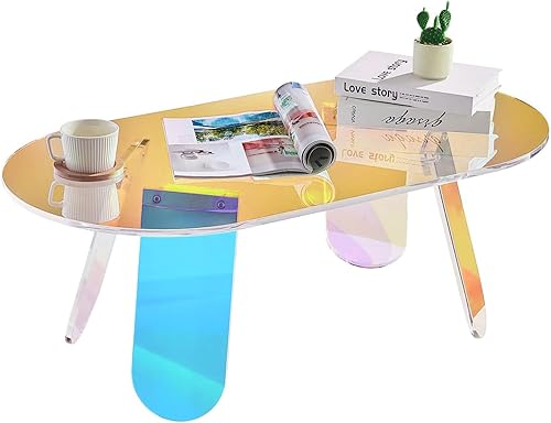 Mesa auxiliar acrílica, mesa auxiliar transparente en espiral de ADN, mesa auxiliar moderna y única, decoración iridiscente, mesa de centro funky