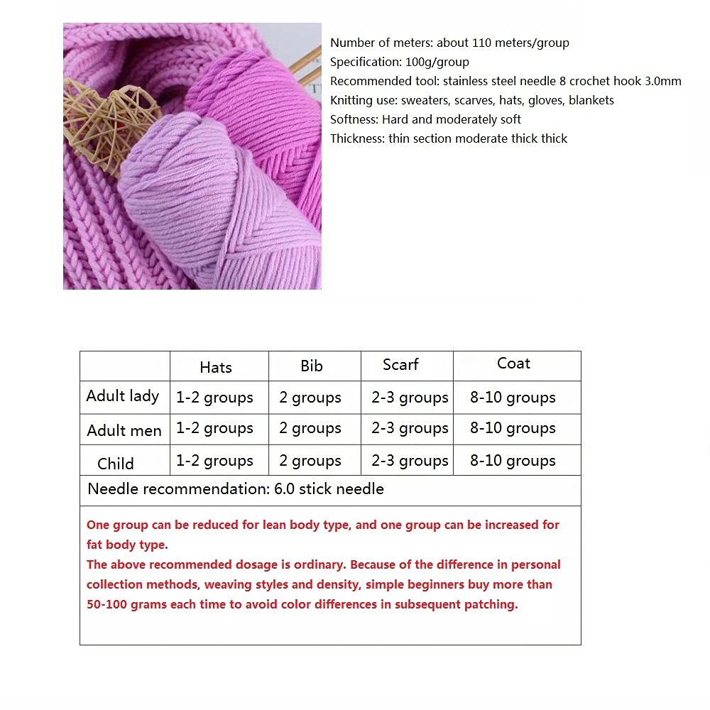 Häkelgarn Wolle 100G Milch Baumwollgarn 23 Farben Stricken Bunte Wolle Supersoft Los Gestrickt Baby Weiche Handcraft Pullover Garn-01 Rot_Achten