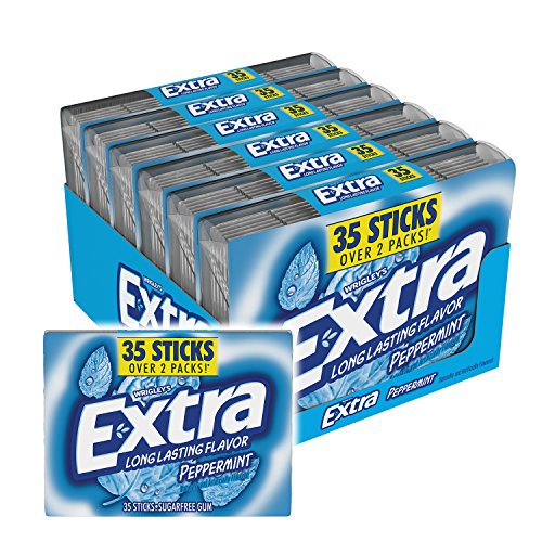 EXTRA Gum Peppermint Sugarfree Chewing Gum Mega Pack, 35 Sticks (Pack of 6)