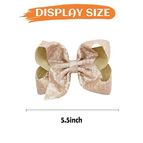 Miniatura 3 de 4 pinzas grandes para el cabello para niñas de 5.5 pulgadas, hechos a mano, cinta brillante con purpurina, pinzas de cocodrilo, accesorios para el