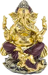 Est?tua Ganesha Enfeite Decorativo Prosperidade Decora??o Zen Elefante Hindu Sabedoria Estatueta Medita??o (Bord? Ganesha)