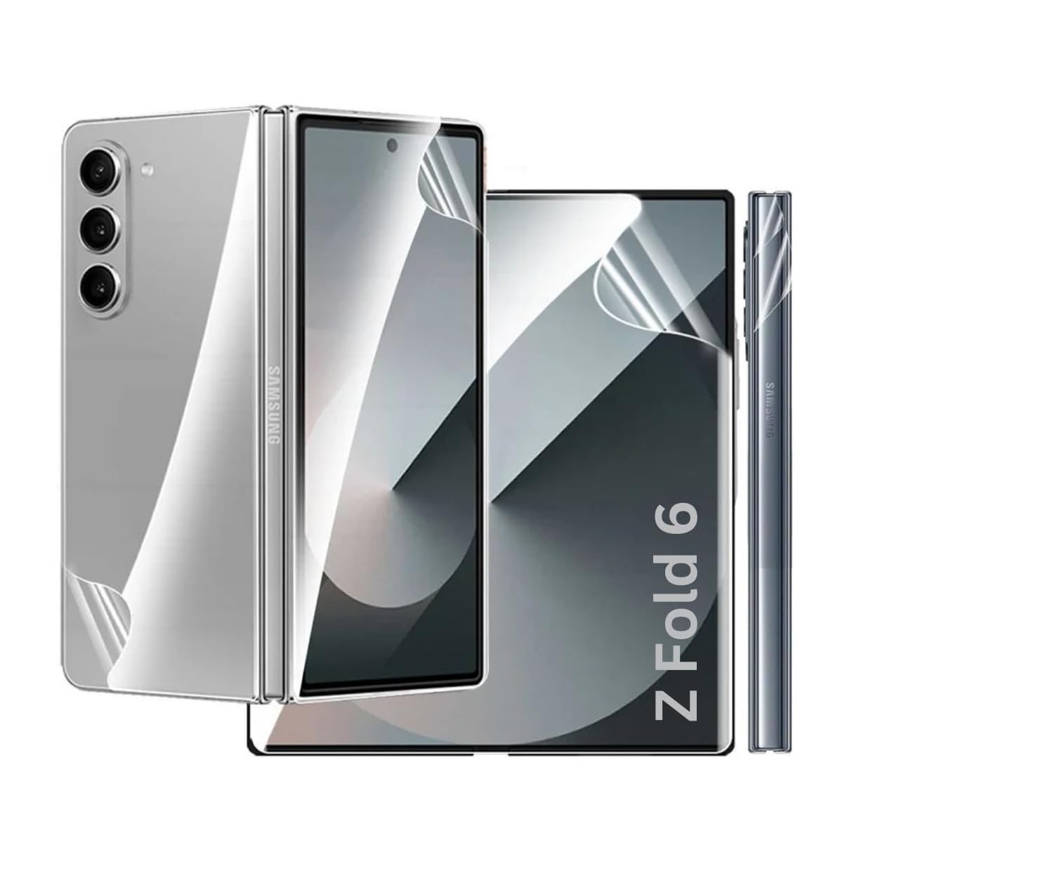 Membrane Screen Protector Guard For Samsung Z Fold 6 | (Set Of 3) Z Fold 6Screen Protector Sets (Front + Back + Inside Screen +Hinge Screen Protector) For Samsung Z Fold 6 Hd Smartphone (Z fold 6)-image-41