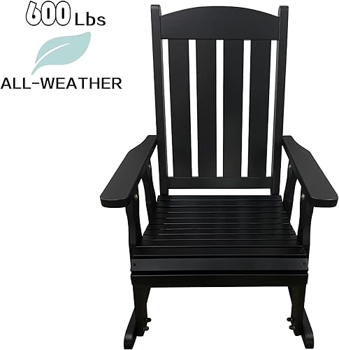 Miniatura 3 de Mecedora de madera con cómoda inclinación del respaldo, respaldo alto y asiento contorneado profundo, madera de abeto maciza, resistente 600 libras,