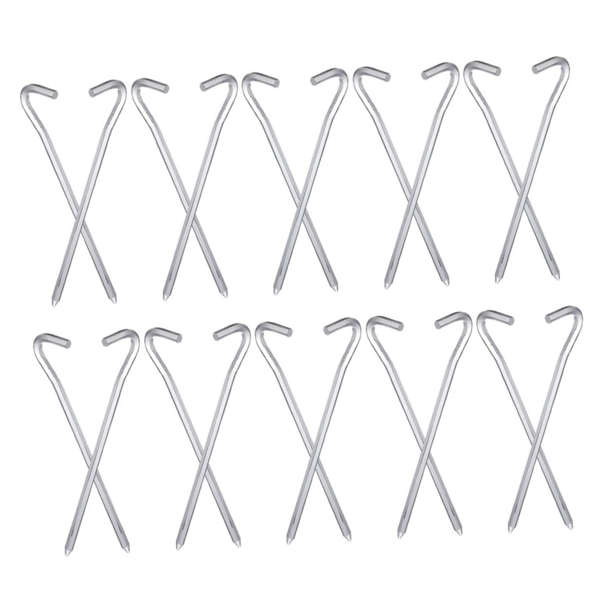 Piquets de Tente en Métal Hexagonaux 40 Pièces Argenté 18 Cm
