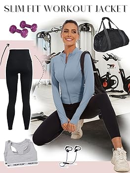 Joligiao Veste De Sport Femme Manches Longues - Veste Yoga Respirante Zippée Running Fitness