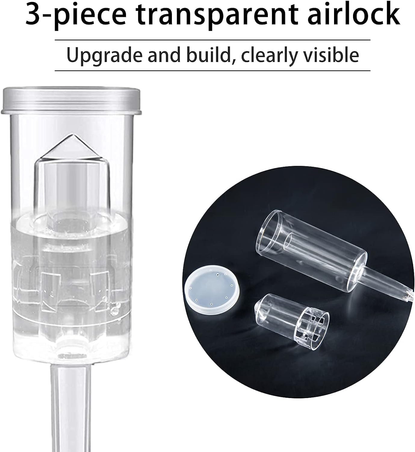 6 Pack 3-teilige Luftschloss-Sets Mit 12 Silikon-Dichtungen - Für Wein, Bier, Sauerkraut & Kimchi