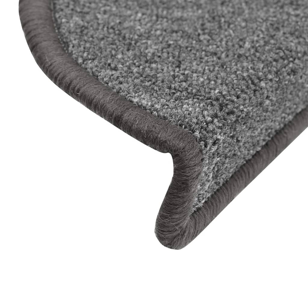 Stufenmatten 10 Stück 56x17x3 cm Dunkelgrau Halbrund Treppenstufen Matten, Teppich Innen für Treppen, rutschfest Stufenmatten Treppenteppich