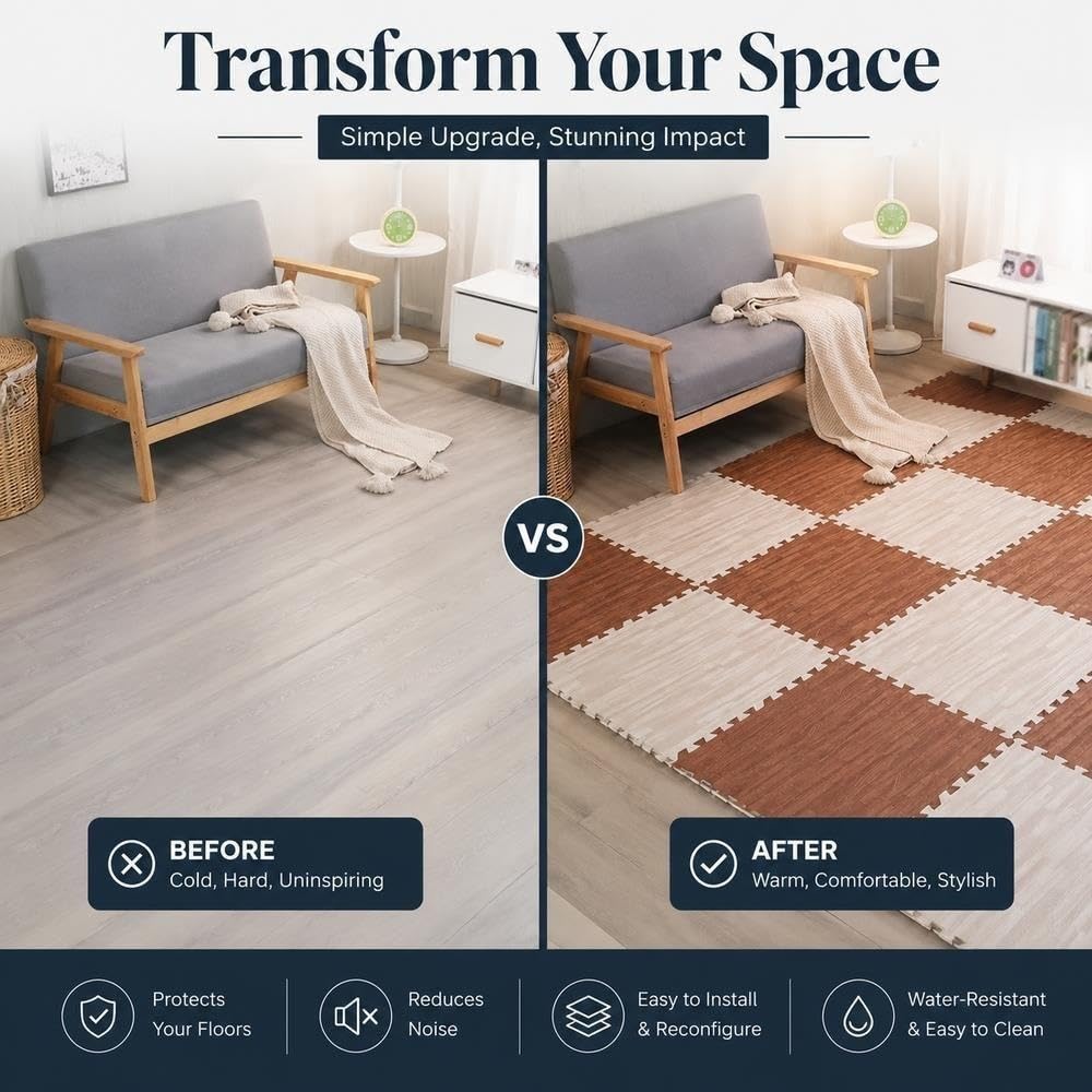 Tapis de Puzzle de Verrouillage de Carreaux de Sol en Mousse 11,8" x 11,8"